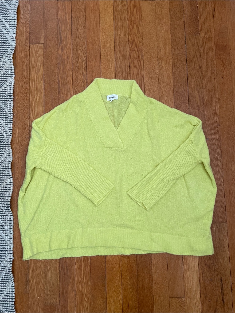&Merci Women's V-Neck Sweater in Bright Yellow